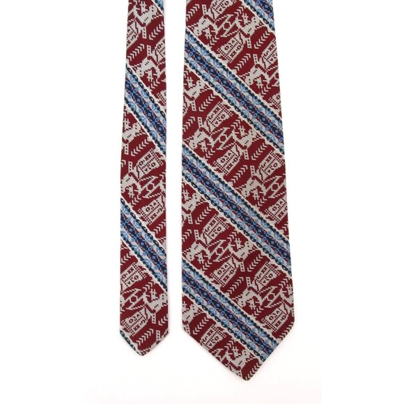 Vintage 70s Wide Tie Lot Egyptian Warrior Geometric Tribal Print Retro Neckties - Picture 4 of 16